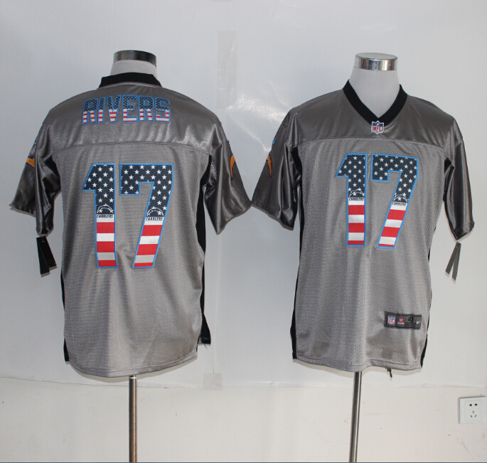 Nike Chargers 17 Rivers USA Flag Fashion Grey Shadow Elite Jerseys