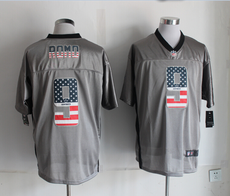 Nike Cowboys 9 Romo USA Flag Fashion Grey Shadow Elite Jerseys