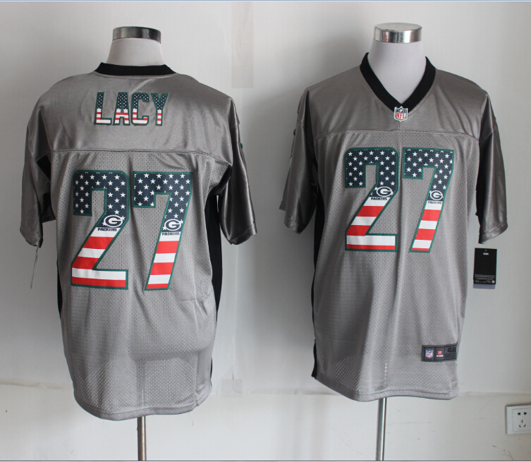 Nike Packers 27 Lacy USA Flag Fashion Grey Shadow Elite Jerseys