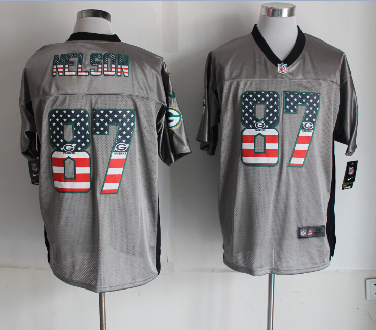 Nike Packers 87 Nelson USA Flag Fashion Grey Shadow Elite Jerseys