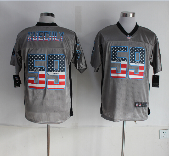 Nike Panthers 59 Kuechly USA Flag Fashion Grey Shadow Elite Jerseys