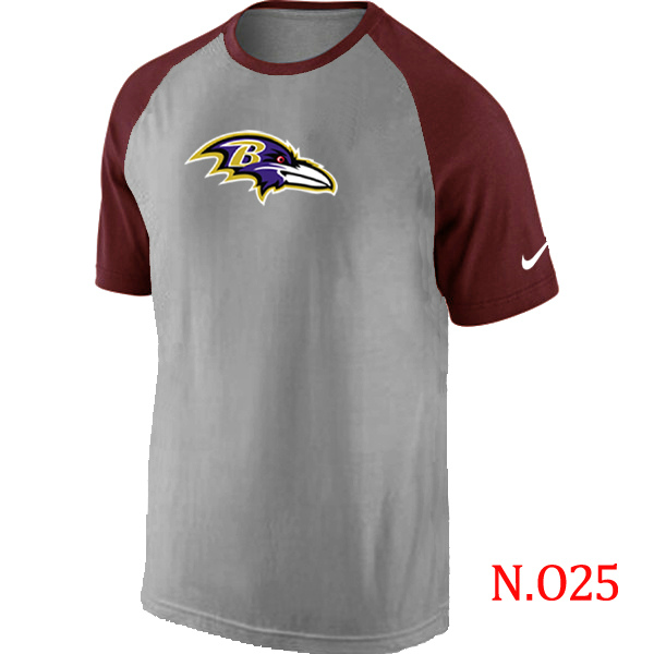 Nike Baltimore Ravens Ash Tri Big Play Raglan T Shirt Grey&Red