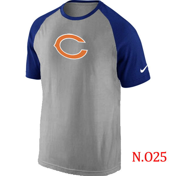 Nike Chicago Bears Ash Tri Big Play Raglan T Shirt Grey&Blue
