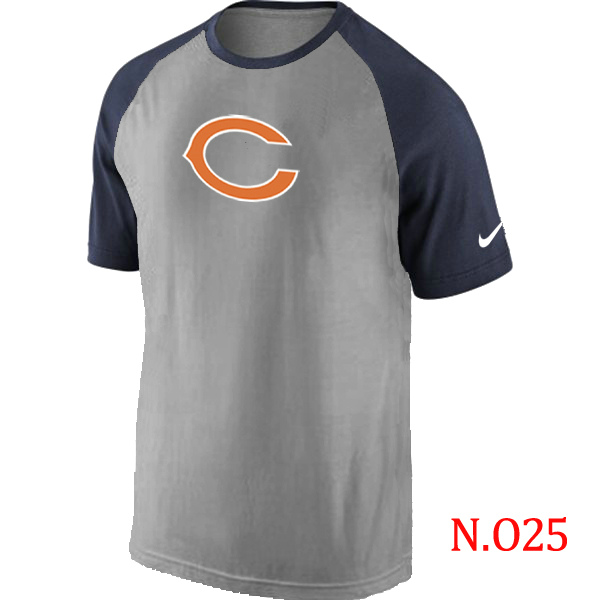 Nike Chicago Bears Ash Tri Big Play Raglan T Shirt Grey&Navy