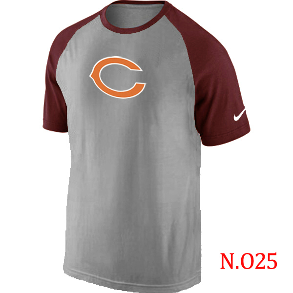 Nike Chicago Bears Ash Tri Big Play Raglan T Shirt Grey&Red