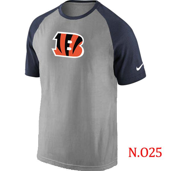 Nike Cincinnati Bengals Ash Tri Big Play Raglan T Shirt Grey&Navy