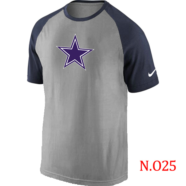 Nike Dallas Cowboys Ash Tri Big Play Raglan T Shirt Grey&Navy - Click Image to Close