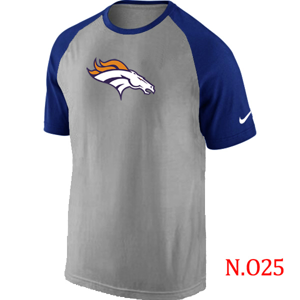 Nike Denver Broncos Ash Tri Big Play Raglan T Shirt Grey&Blue