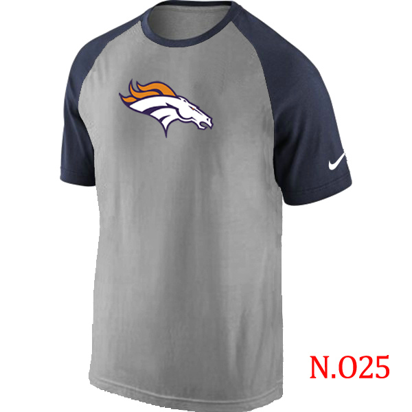 Nike Denver Broncos Ash Tri Big Play Raglan T Shirt Grey&Navy
