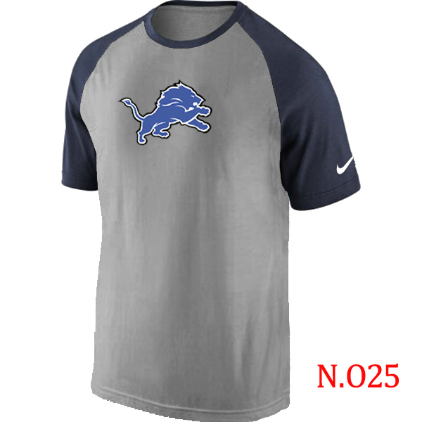 Nike Detroit Lions Ash Tri Big Play Raglan T Shirt Grey&Navy - Click Image to Close