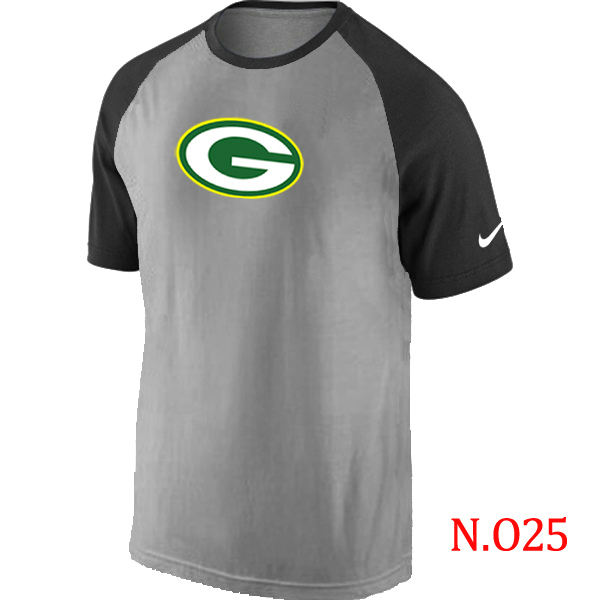 Nike Green Bay Packers Ash Tri Big Play Raglan T Shirt Grey&Black