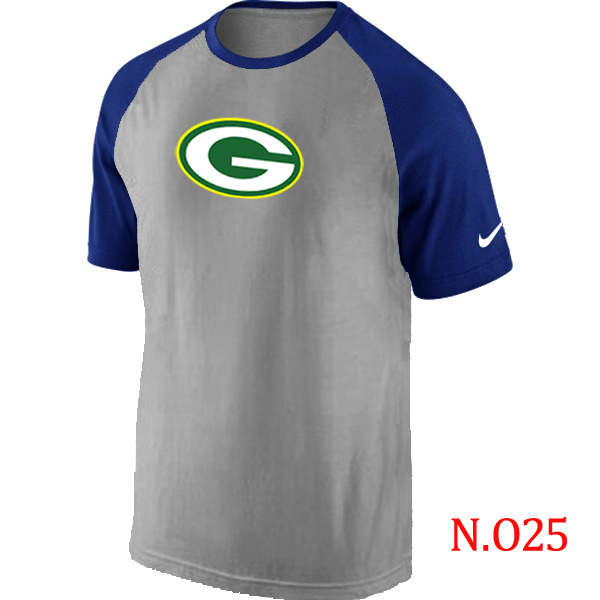 Nike Green Bay Packers Ash Tri Big Play Raglan T Shirt Grey&Blue
