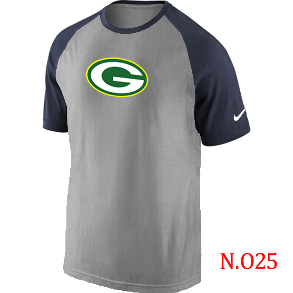 Nike Green Bay Packers Ash Tri Big Play Raglan T Shirt Grey&Navy