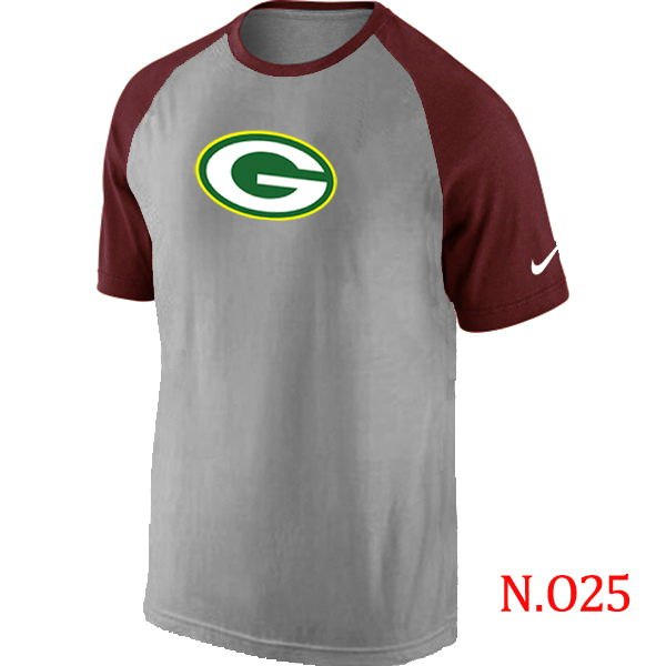 Nike Green Bay Packers Ash Tri Big Play Raglan T Shirt Grey&Red