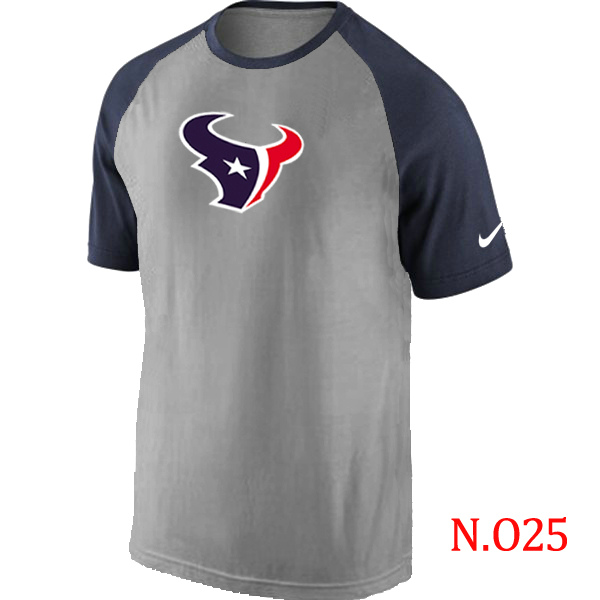 Nike Houston Texans Ash Tri Big Play Raglan T Shirt Grey&Navy