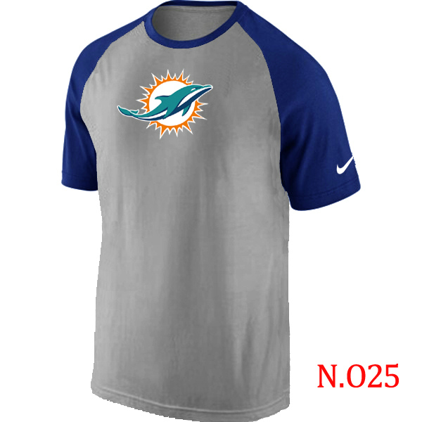 Nike Miami Dolphins Ash Tri Big Play Raglan T Shirt Grey&Blue