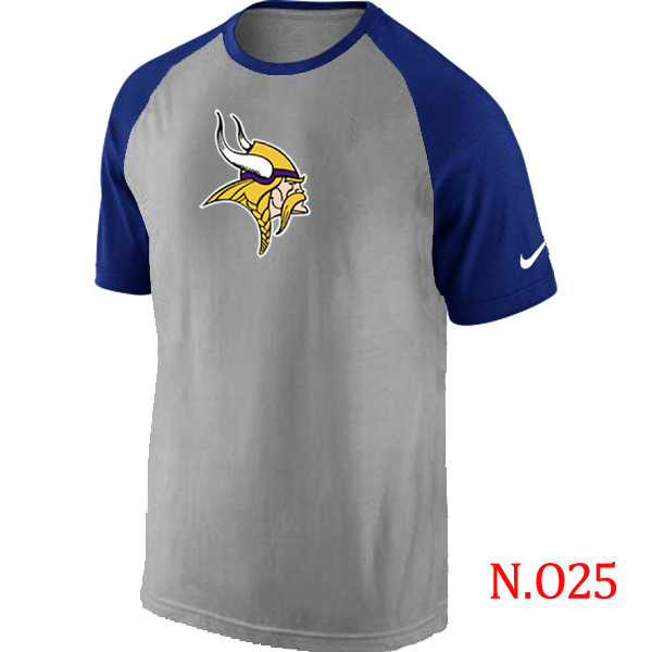 Nike Minnesota Vikings Ash Tri Big Play Raglan T Shirt Grey&Blue