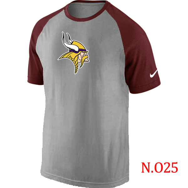 Nike Minnesota Vikings Ash Tri Big Play Raglan T Shirt Grey&Red