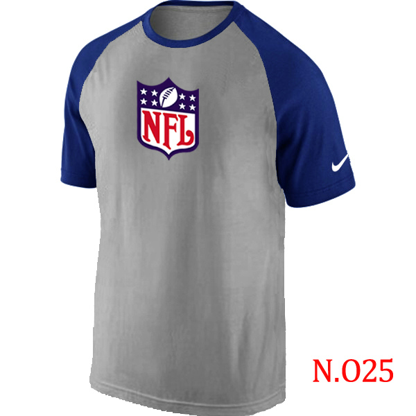 Nike NFL Logo Ash Tri Big Play Raglan T Shirt Grey&Blue - Click Image to Close