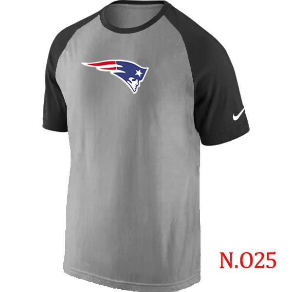 Nike New England Patriots Ash Tri Big Play Raglan T Shirt Grey&Black