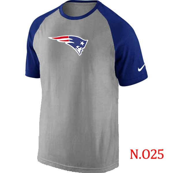 Nike New England Patriots Ash Tri Big Play Raglan T Shirt Grey&Blue