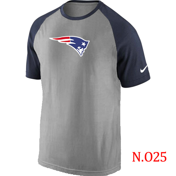 Nike New England Patriots Ash Tri Big Play Raglan T Shirt Grey&Navy