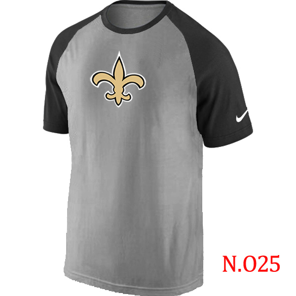 Nike New Orleans Saints Ash Tri Big Play Raglan T Shirt Grey&Black