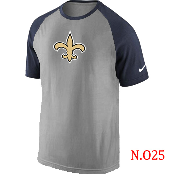 Nike New Orleans Saints Ash Tri Big Play Raglan T Shirt Grey&Navy