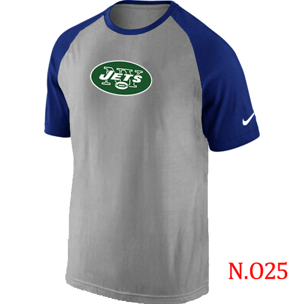Nike New York Jets Ash Tri Big Play Raglan T Shirt Grey&Blue