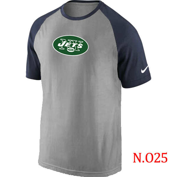 Nike New York Jets Ash Tri Big Play Raglan T Shirt Grey&Navy