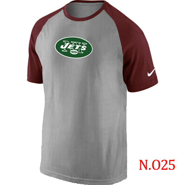 Nike New York Jets Ash Tri Big Play Raglan T Shirt Grey&Red - Click Image to Close