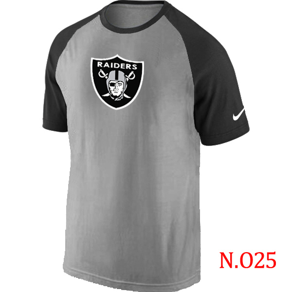 Nike Oakland Raiders Ash Tri Big Play Raglan T Shirt Grey&Black