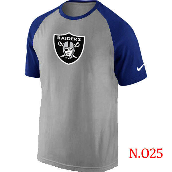 Nike Oakland Raiders Ash Tri Big Play Raglan T Shirt Grey&Blue