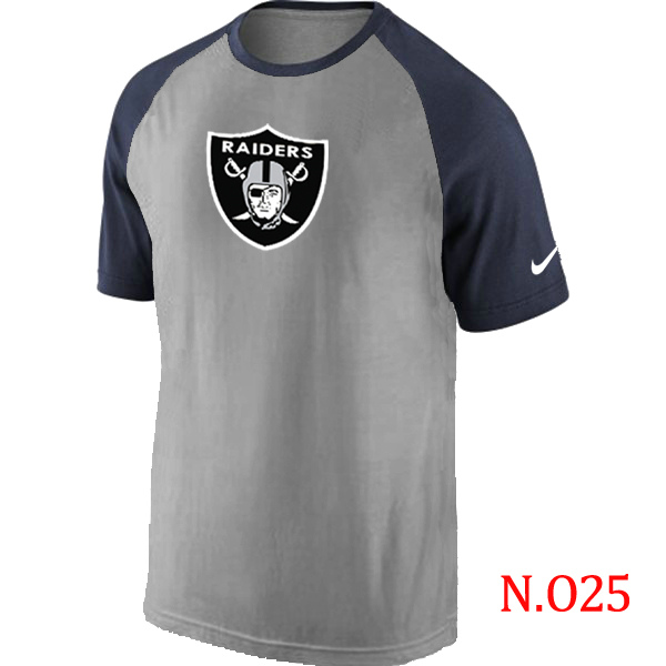 Nike Oakland Raiders Ash Tri Big Play Raglan T Shirt Grey&Navy