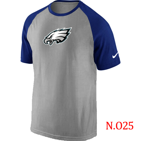 Nike Philadelphia Eagles Ash Tri Big Play Raglan T Shirt Grey&Blue