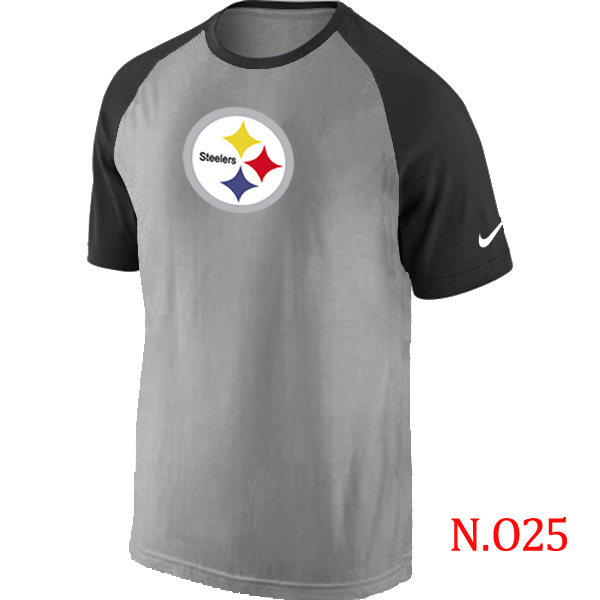 Nike Pittsburgh Steelers Ash Tri Big Play Raglan T Shirt Grey&Black