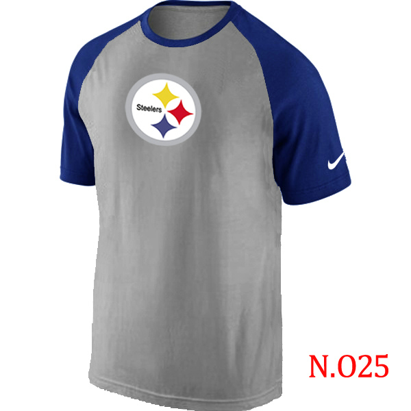 Nike Pittsburgh Steelers Ash Tri Big Play Raglan T Shirt Grey&Blue