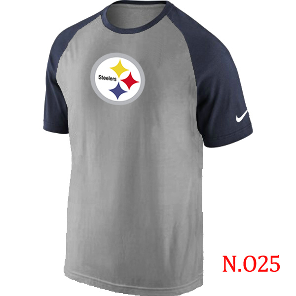 Nike Pittsburgh Steelers Ash Tri Big Play Raglan T Shirt Grey&Navy