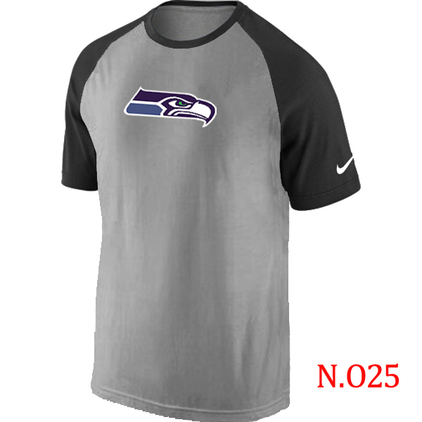 Nike Seattle Seahawks Ash Tri Big Play Raglan T Shirt Grey&Black
