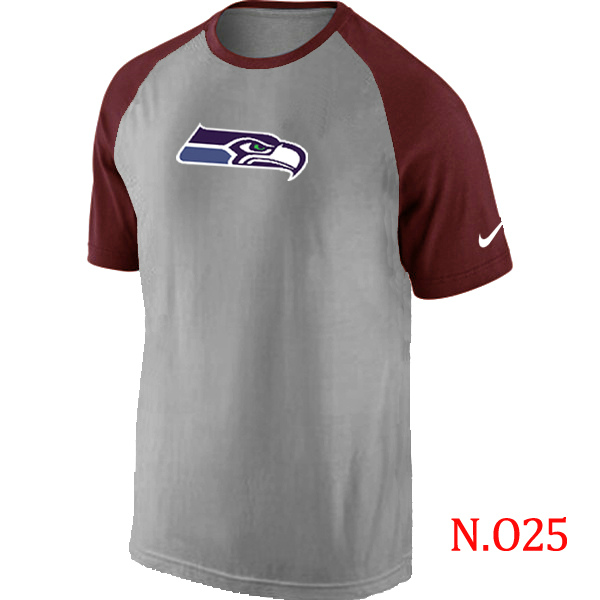 Nike Seattle Seahawks Ash Tri Big Play Raglan T Shirt Grey&Red