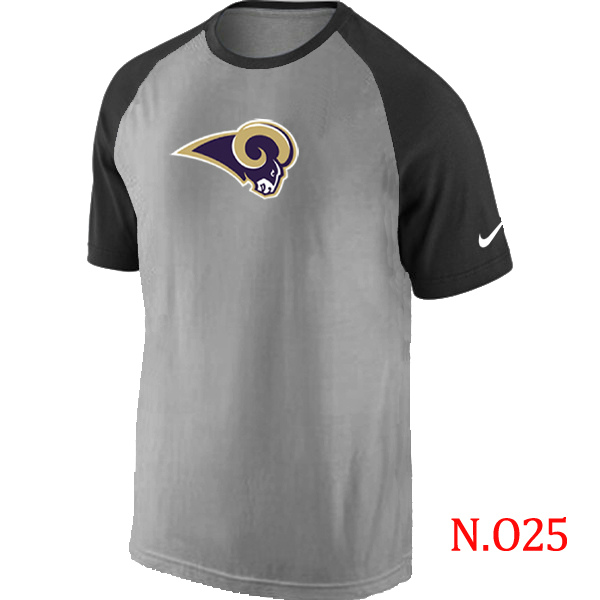 Nike St.Louis Rams Ash Tri Big Play Raglan T Shirt Grey&Black - Click Image to Close
