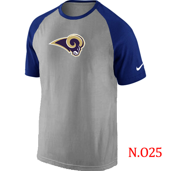 Nike St.Louis Rams Ash Tri Big Play Raglan T Shirt Grey&Blue - Click Image to Close