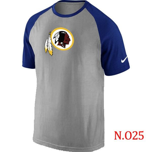 Nike Washington Redskins Ash Tri Big Play Raglan T Shirt Grey&Blue
