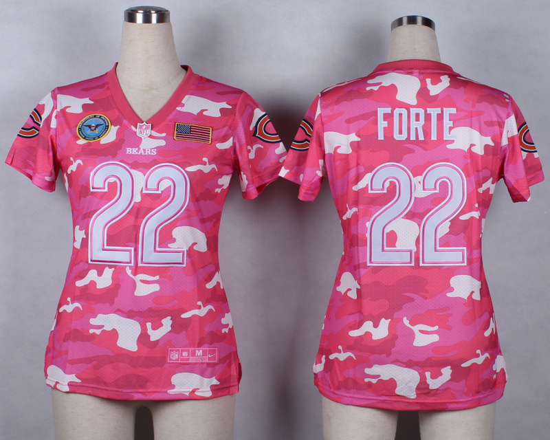 Nike Bears 22 Forte Pink Camo With USA Flag Patch Women Jerseys