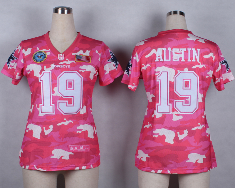 Nike Cowboys 19 Austin Pink Camo With USA Flag Patch Women Jerseys