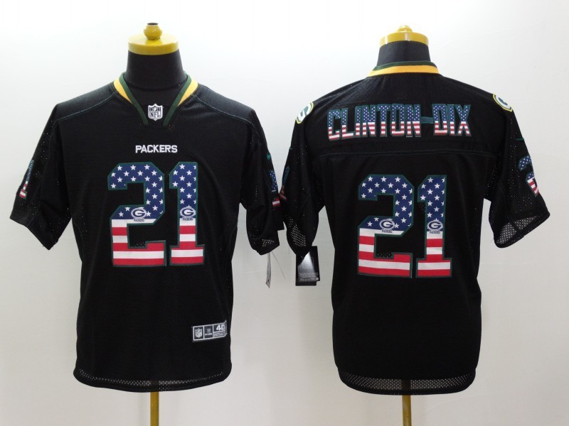 Nike Packers 21 Clinton Dix US Flag Fashion Black Elite Jerseys