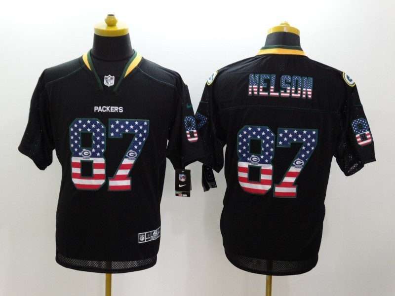 Nike Packers 87 Nelson US Flag Fashion Black Elite Jerseys