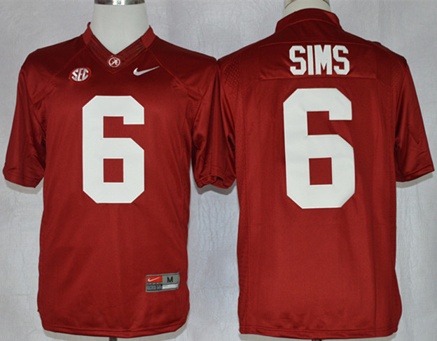 Alabama Crimson Tide 6 Sims Red College Football Jerseys