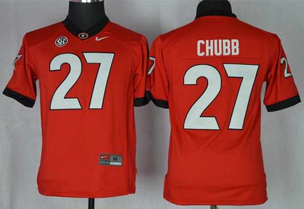 Georgia Bulldogs 27 Chubb Red College Football Youth Jerseys - Click Image to Close