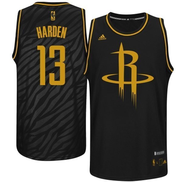 Rockets 13 Harden Black Precious Metals Fashion Jerseys